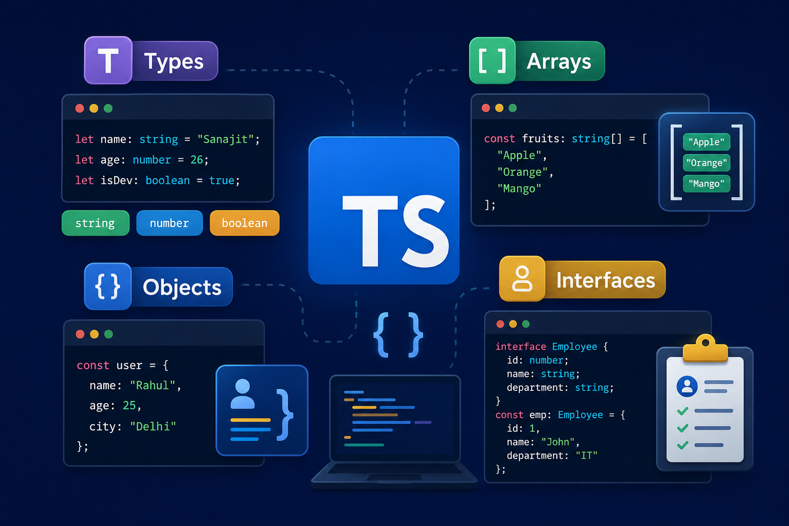 TypeScript Types, Arrays, Objects, and Interfaces Explained with Real Examples