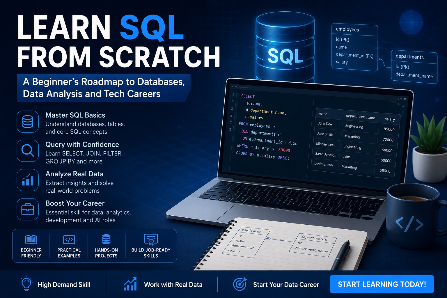 Master SQL from Scratch : A Beginner’s Roadmap to Databases, Data Analysis and Tech Careers
