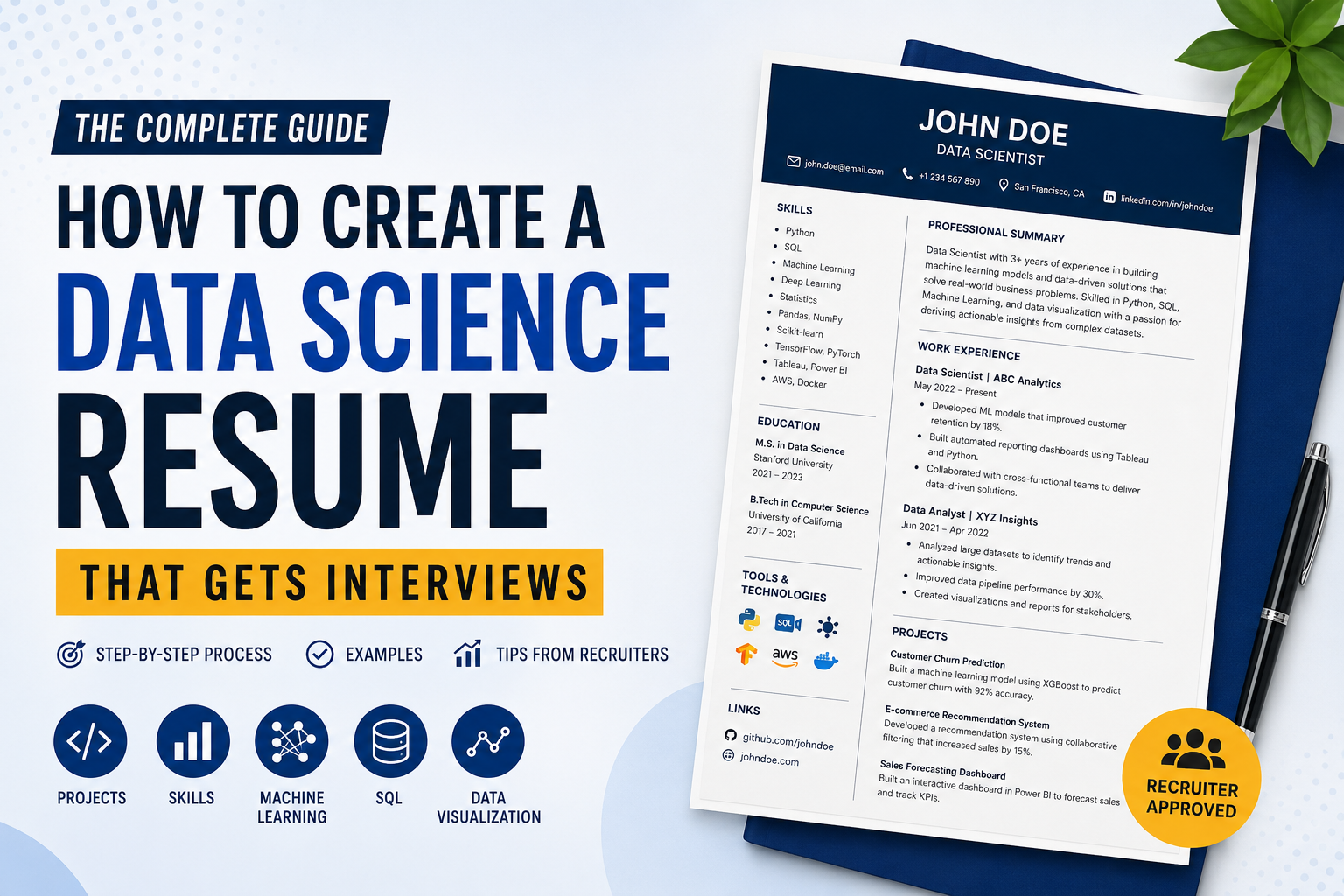 The Only Data Science Resume Guide You Need in 2026 (ATS-Friendly + Examples)