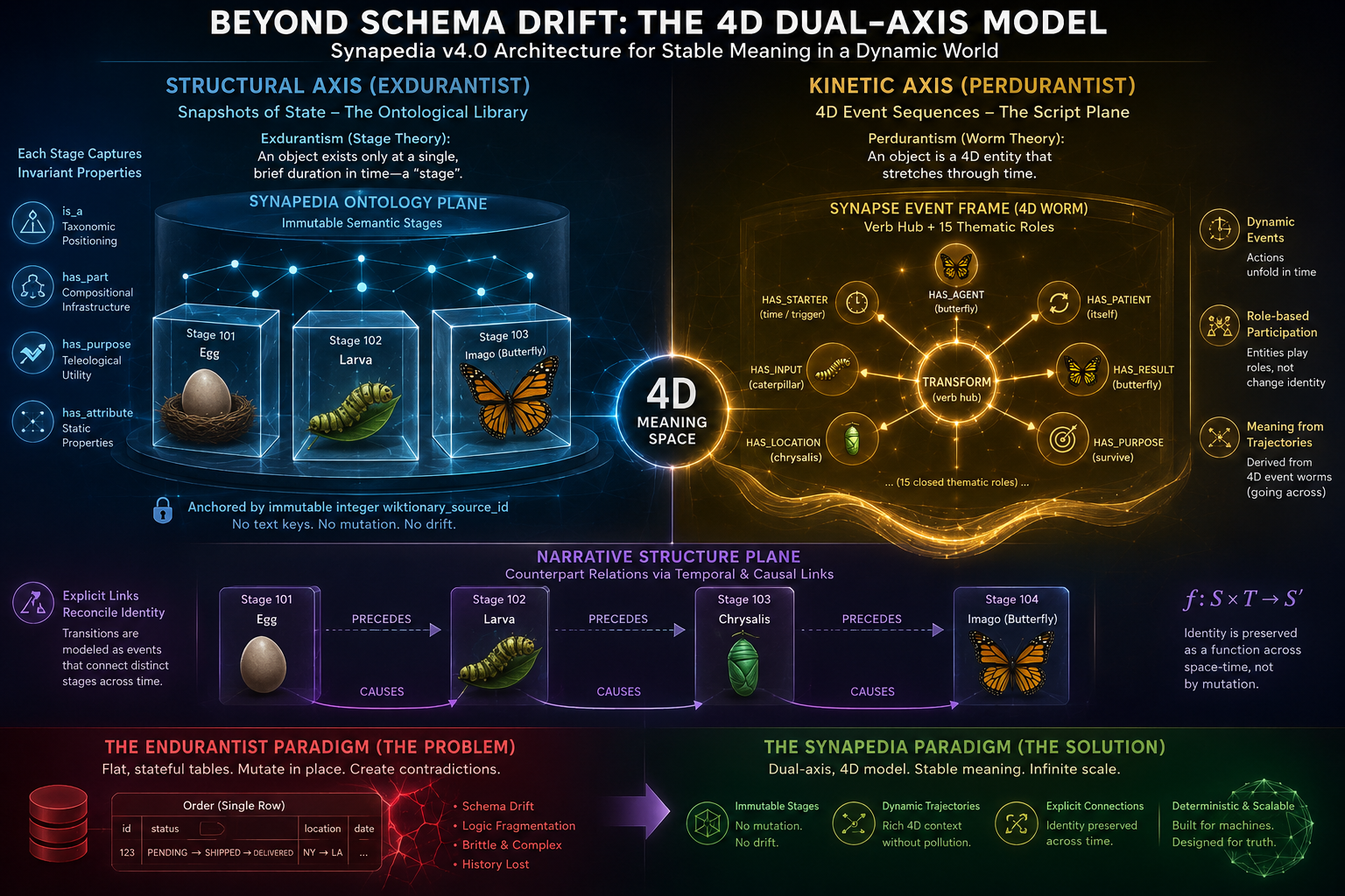 The Metaphysics of Data Engineering: Resolving Schema Drift and Ontology Alignment via 4D Dual-Axis…