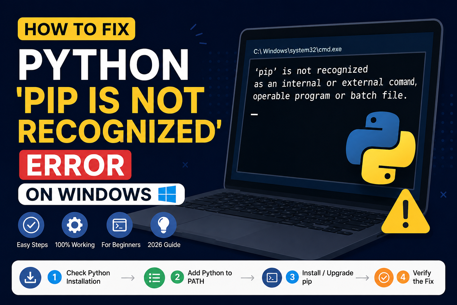 How to Fix Python “pip is not recognized” Error on Windows (2026 Guide)