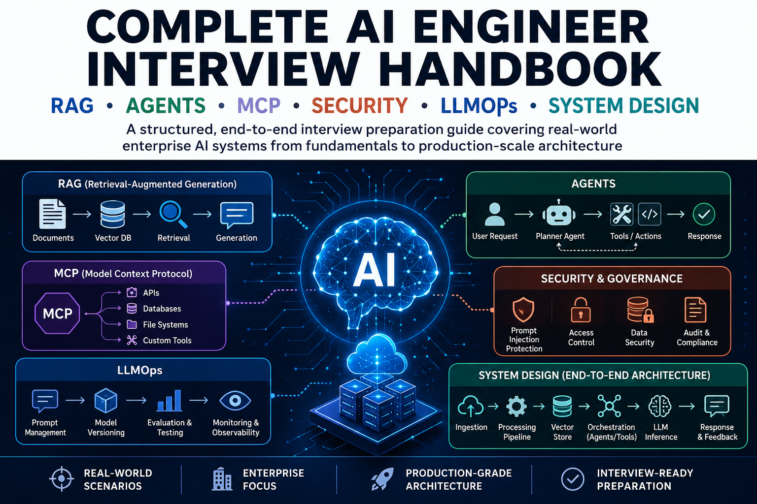 Complete AI Engineer Interview Handbook-RAG • Agents • MCP • Security • LLMOps • System Design