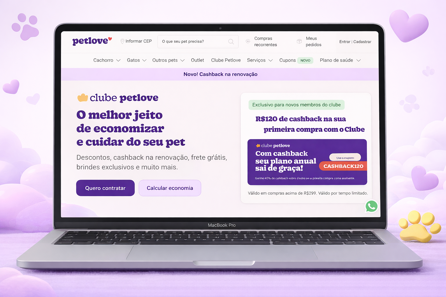 Estudo de UX da LP do Clube Petlove