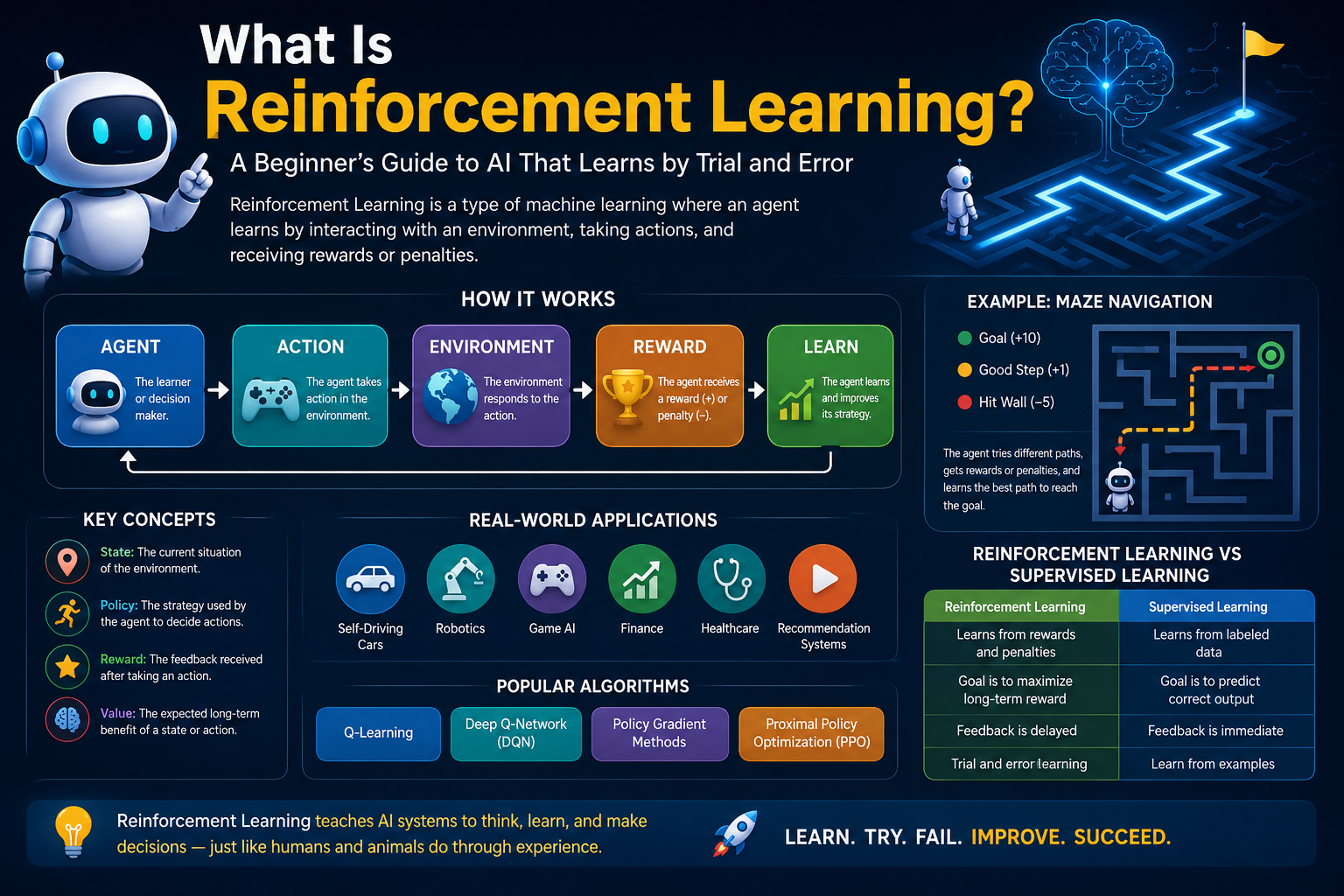 What Is Reinforcement Learning? A Beginner’s Guide to AI That Learns by Trial and Error