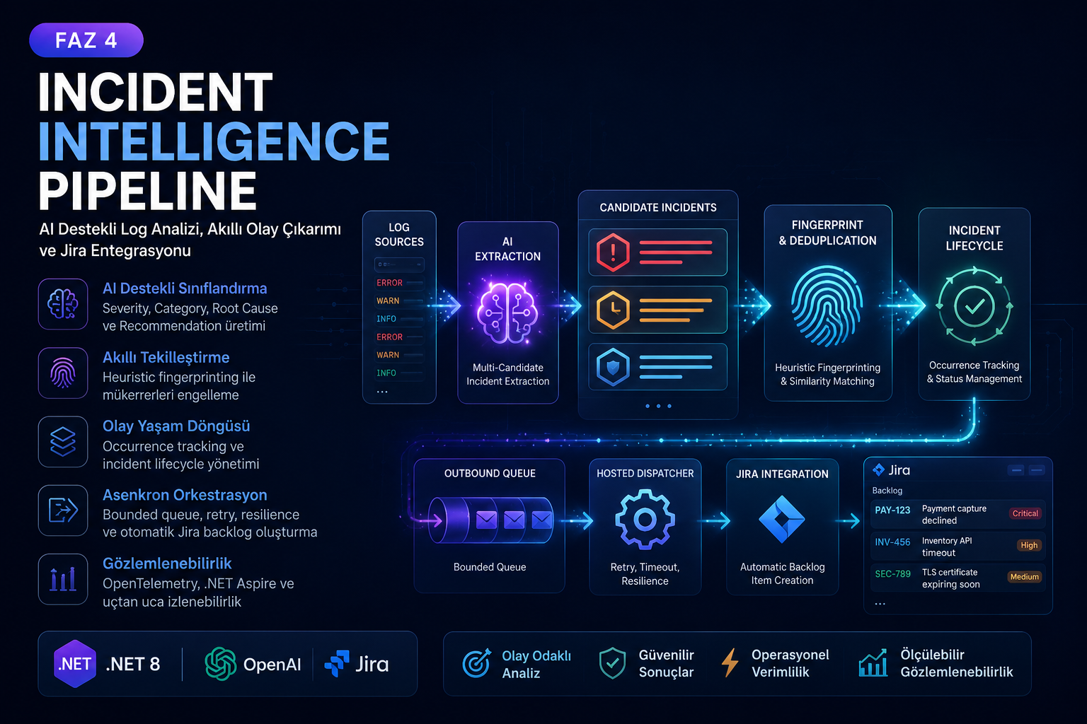 .NET ile AI Destekli Log Analiz Servisi — Faz 4: Incident Intelligence, Multi-Candidate Extraction…
