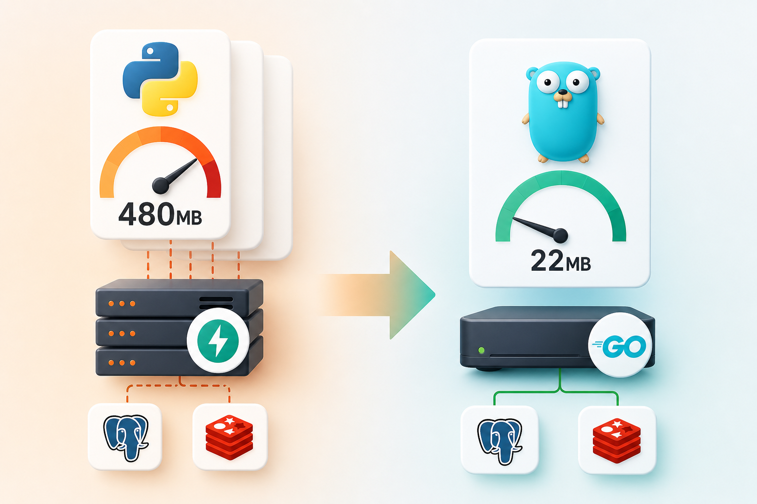 I Rewrote A Python FastAPI Service In Go — Memory Dropped From 480MB To 22MB Under Load