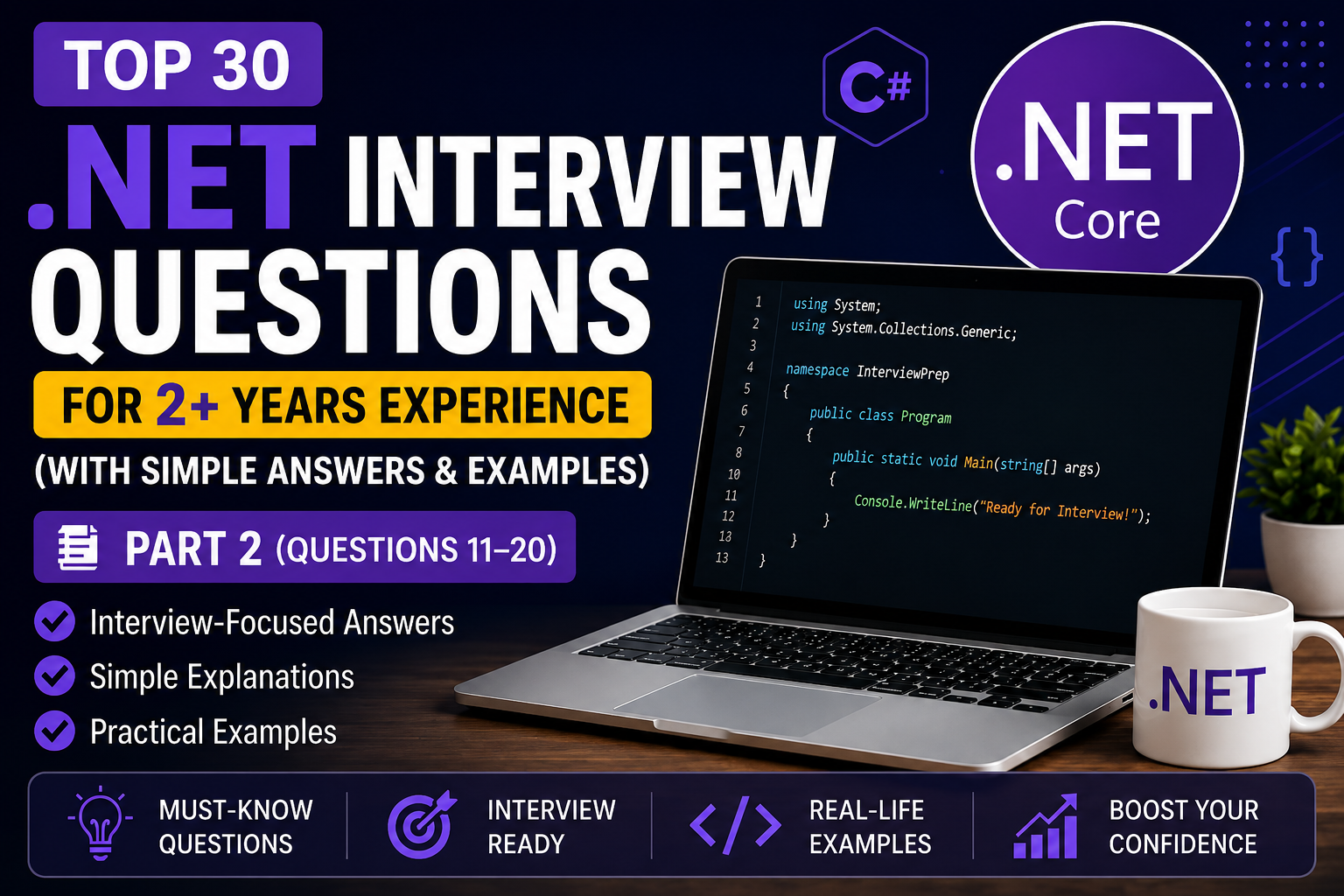 Top 30 .NET Interview Questions for 2+ Years Experience (With Simple Answers & Examples) — Part 2…