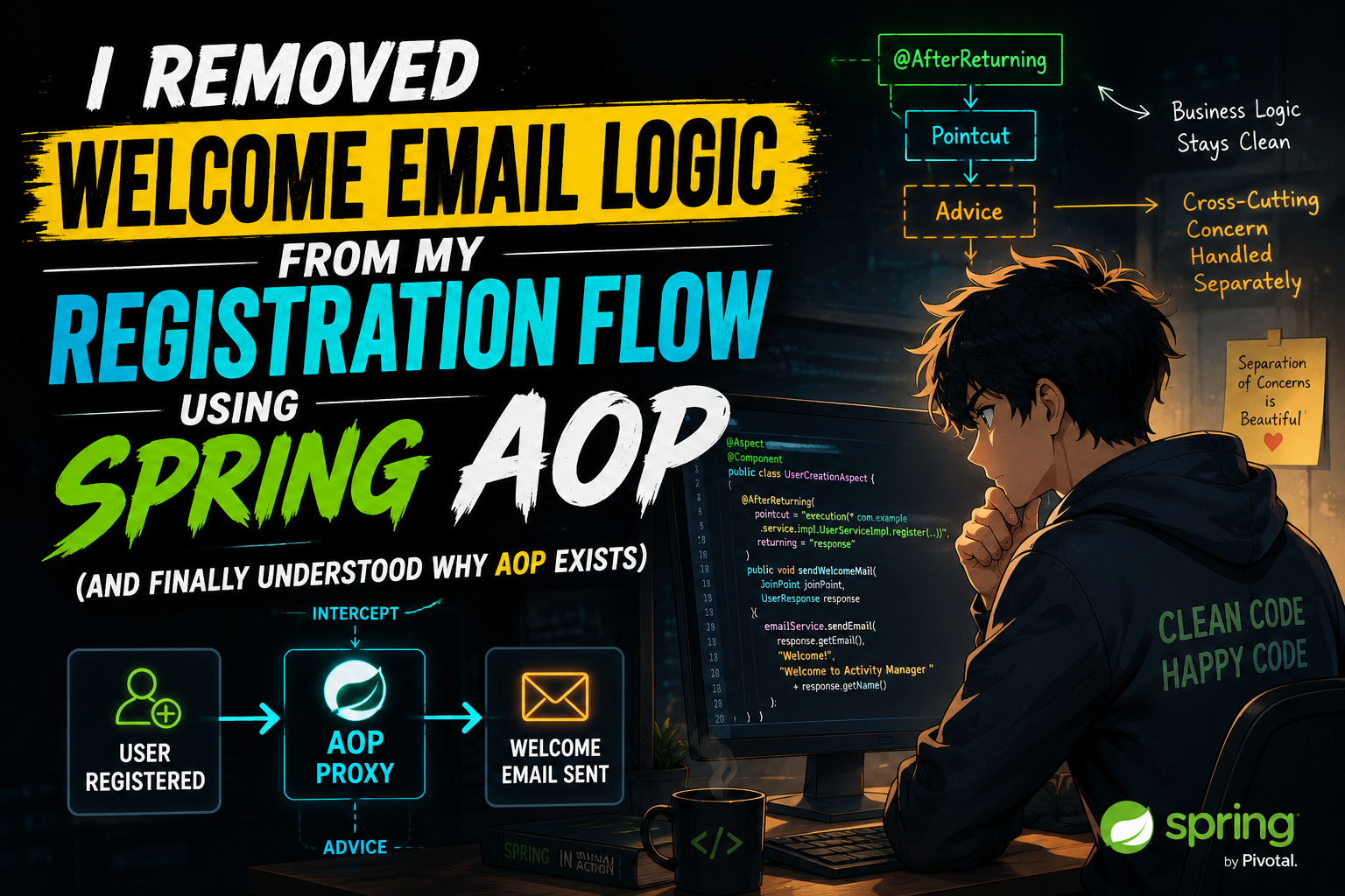 I Removed Welcome Email Logic from My Registration Flow Using Spring AOP