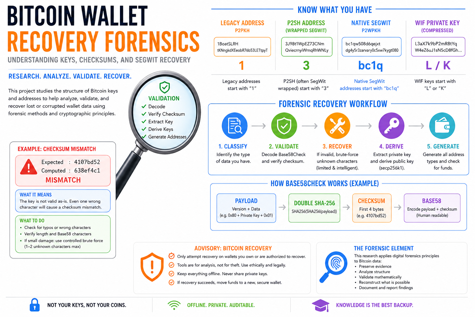 Bitcoin Wallet Recovery Forensics: Researching the Anatomy of Lost Keys, Checksums, and SegWit…