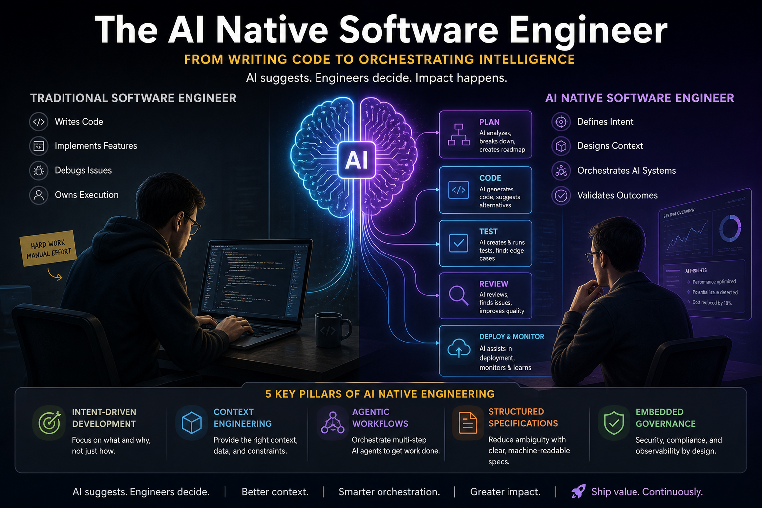 The AI-Native Software Engineer: From Writing Code to Orchestrating Intelligence