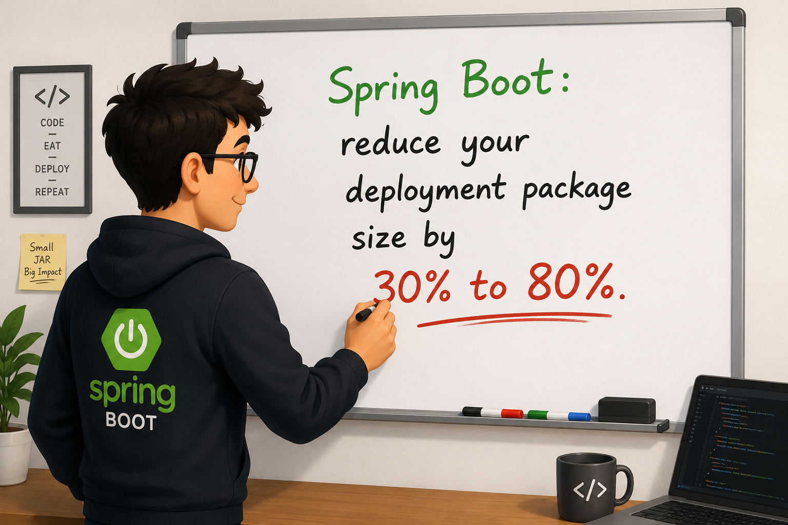 Spring Boot: reduce your deployment package size by 30% to 80%.