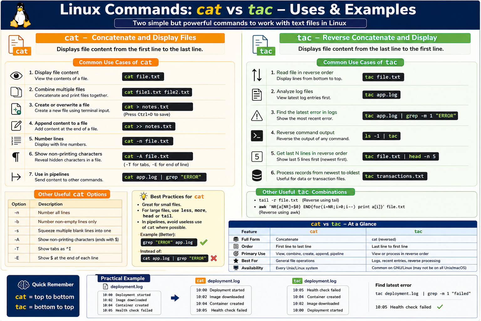 Day 193 — Understanding the cat and tac Commands in Linux