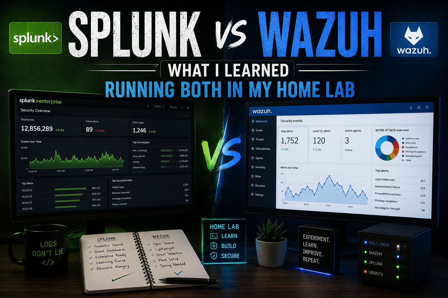Splunk vs Wazuh — What I Learned Running Both in My Home Lab