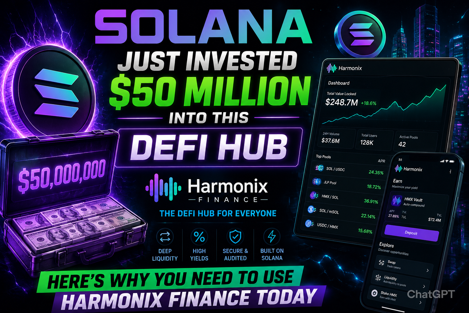 Solana Just Invested $50 Million Into This DeFi Hub — Here’s Why You Need to Use Harmonix Finance…