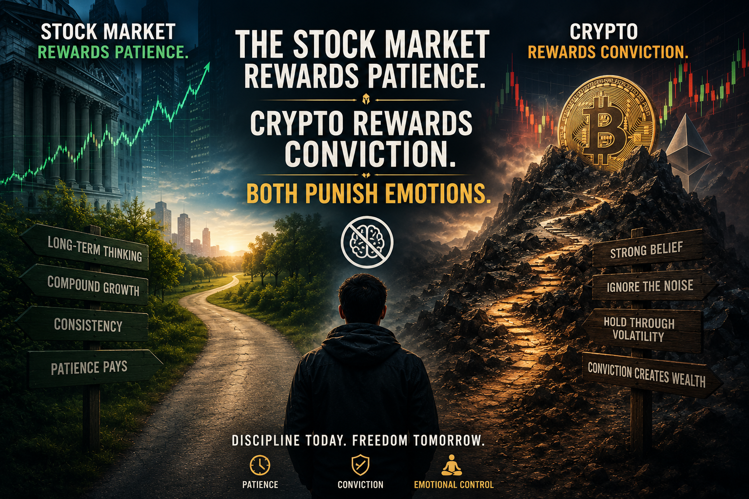 The Stock Market Rewards Patience. Crypto Rewards Conviction. Both Punish Emotions.