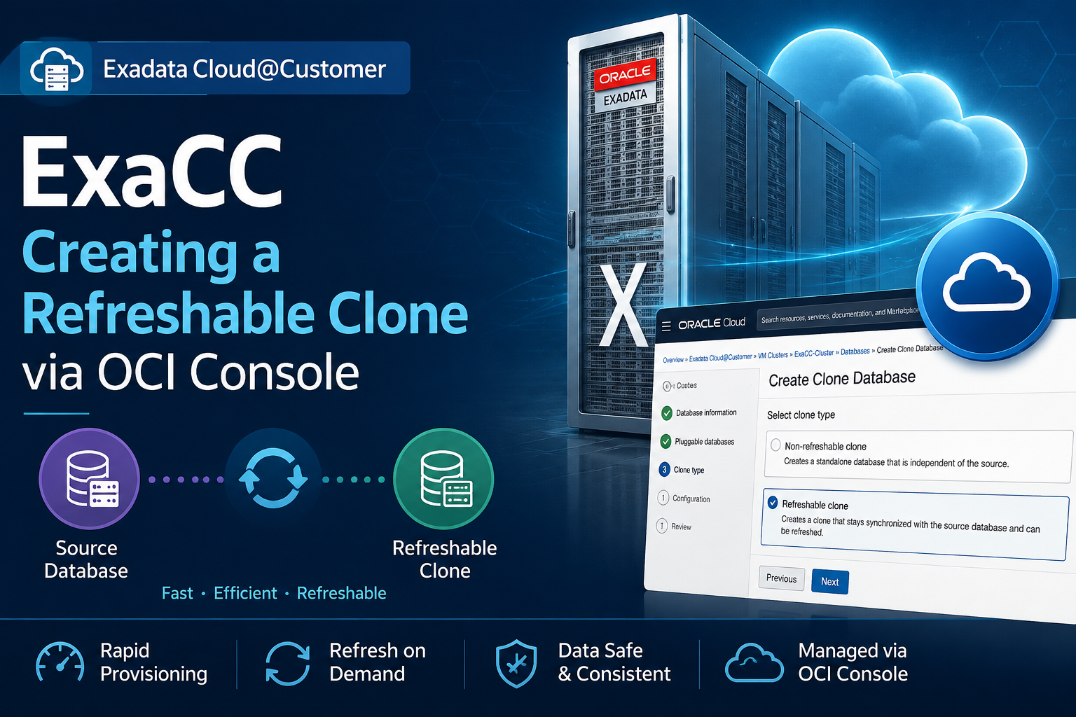 ExaCC Creating a refreshable clone via OCI Console