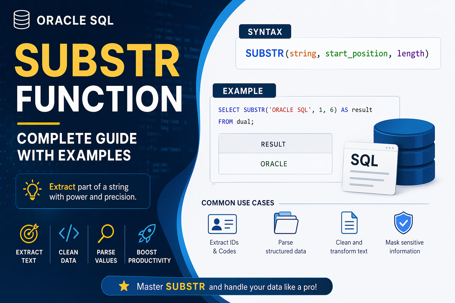 Oracle SQL SUBSTR Function:Complete Guide with Examples and Tricky Cases