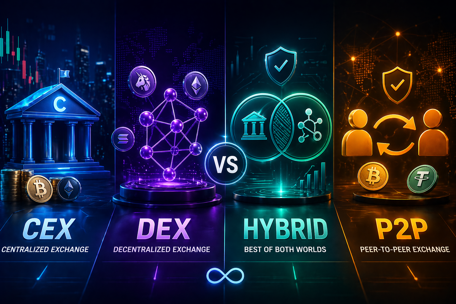 Crypto Exchange Business Models in 2026: CEX, DEX, Hybrid & P2P Compared