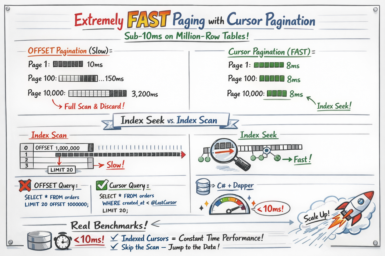 Extremely FAST Paging With Cursor Pagination And Database Index Seek