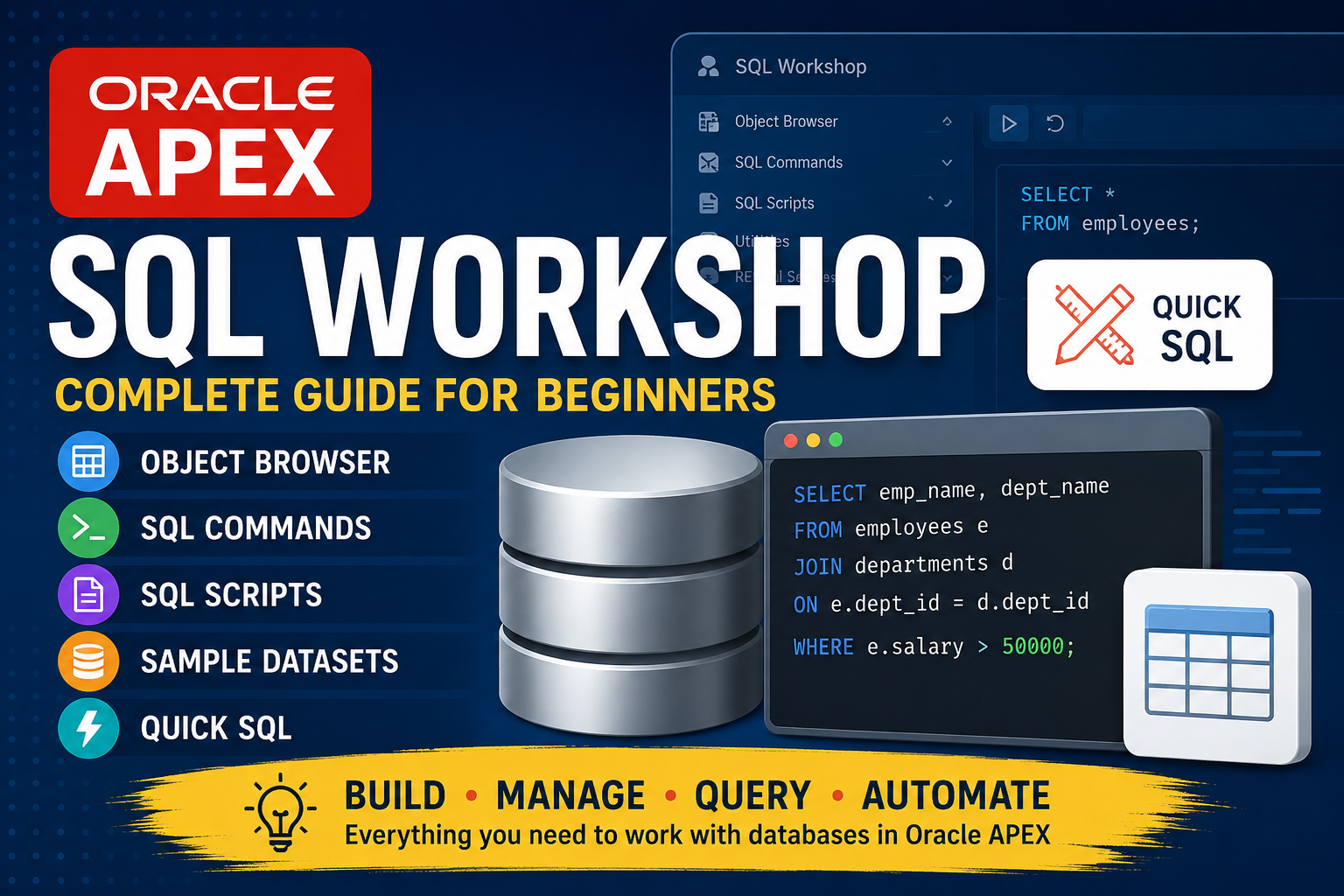 Mastering SQL Workshop in Oracle APEX: A Complete Guide for Beginners