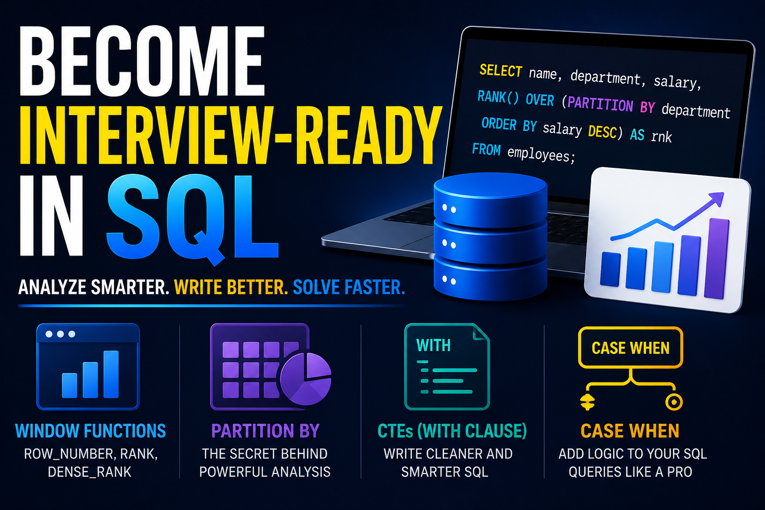 Become Interview-Ready in SQL: Window Functions, CTEs & Smart Query Logic Made Simple