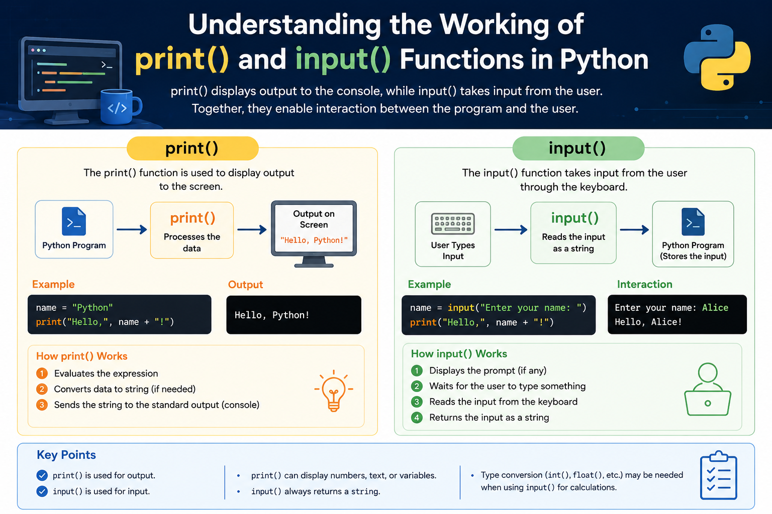 Understanding the Working of print() and input() Functions in Python