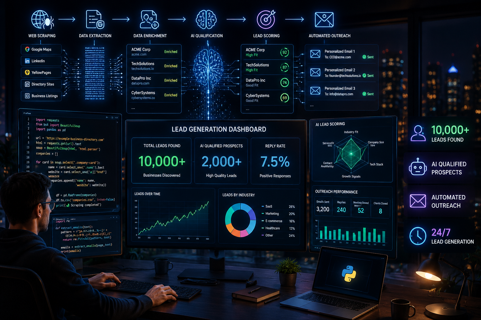 I Built a Python Lead Generation Machine That Found 10,000 Potential Customers While I Slept