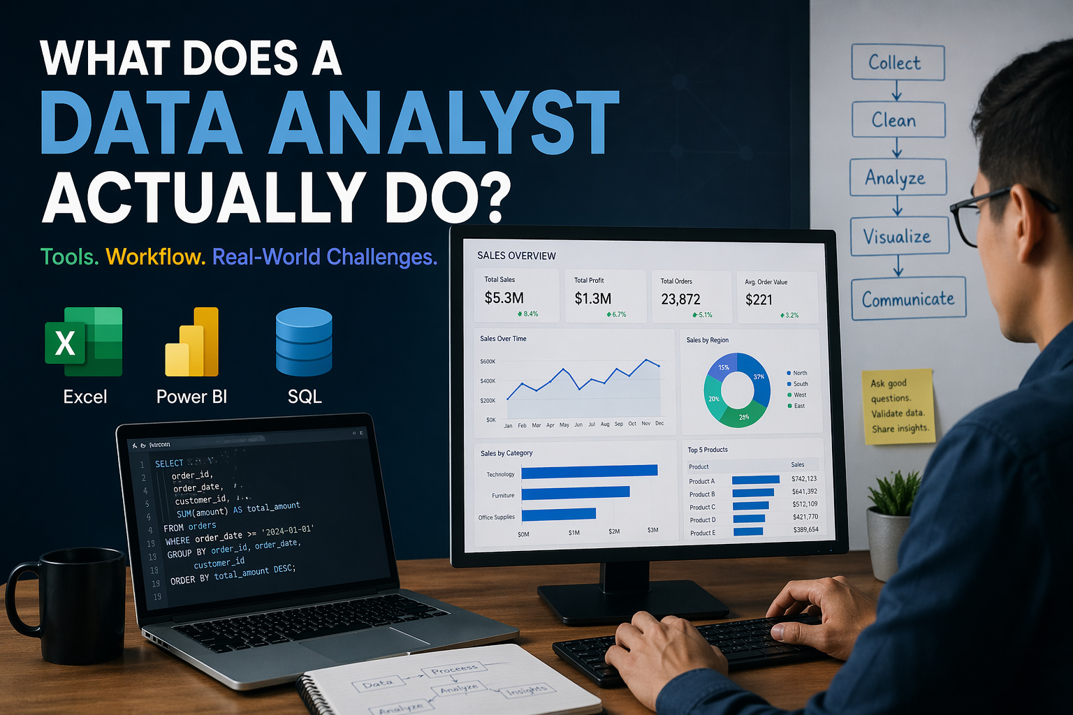What Does A Data Analyst Actually Do? (Tools Used, Daily Workflow, Real Problems)