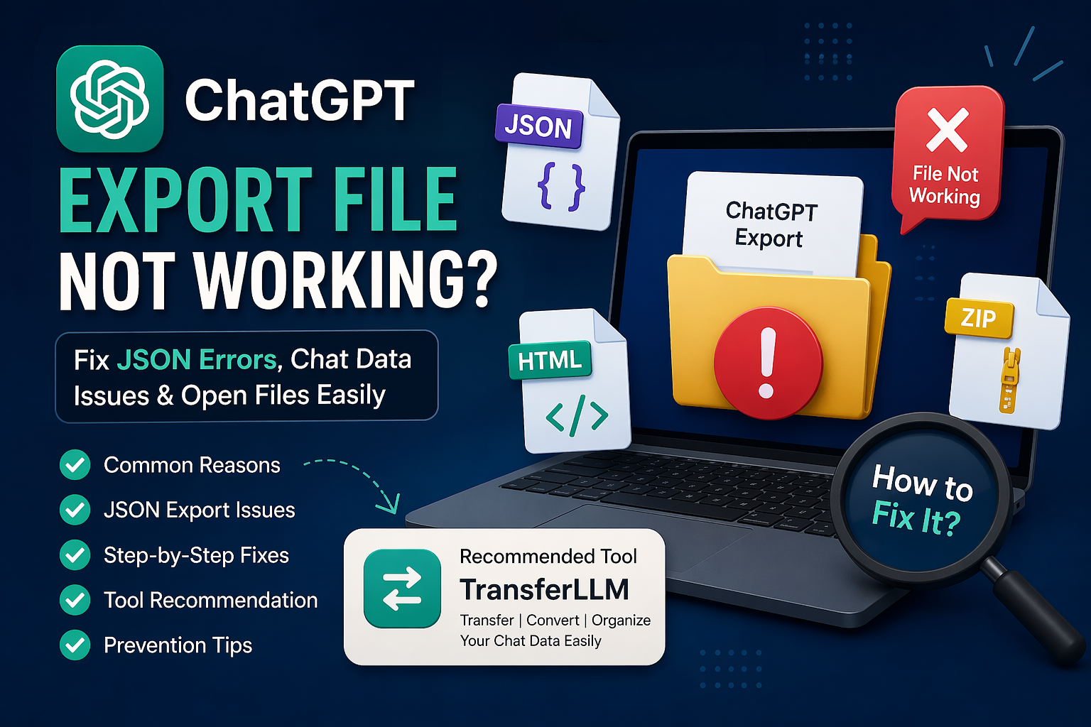 Why ChatGPT Export File Not Working? Fix JSON Errors, Chat Data Issues & Open Files Easily