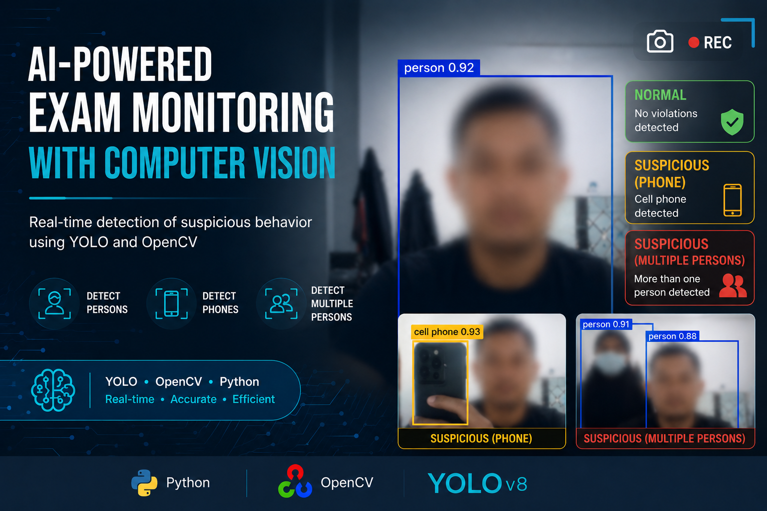 Building an AI-Based Exam Monitoring System Using Computer Vision, YOLO, and OpenCV