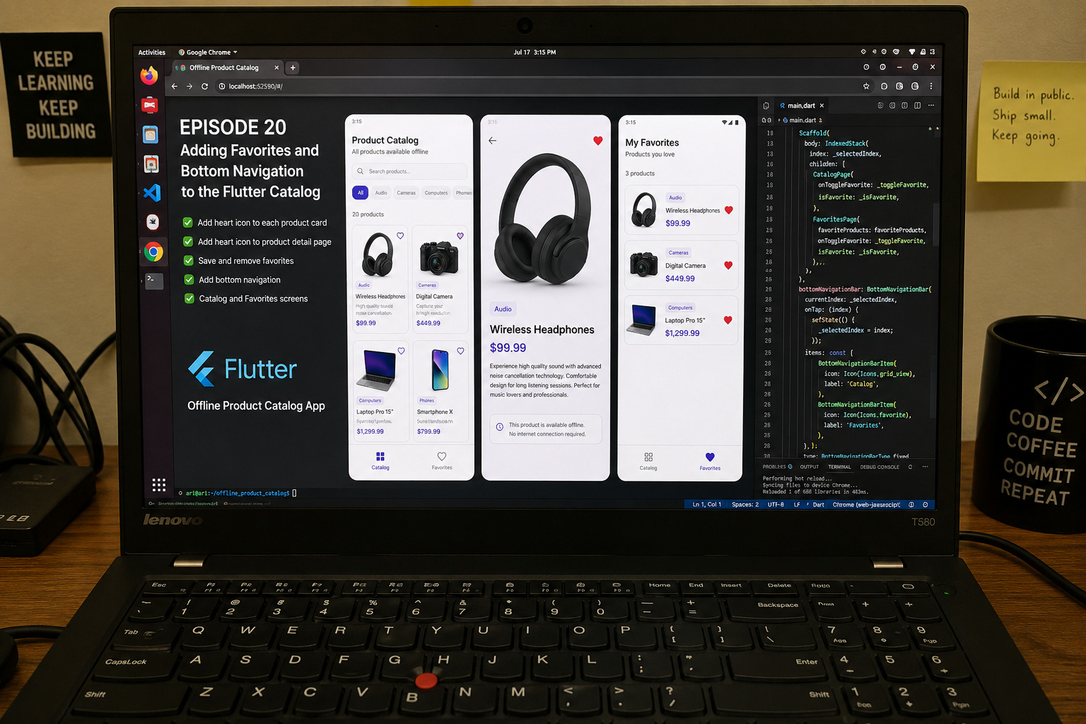 Episode 20: Adding Favorites and Bottom Navigation to the Flutter Catalog