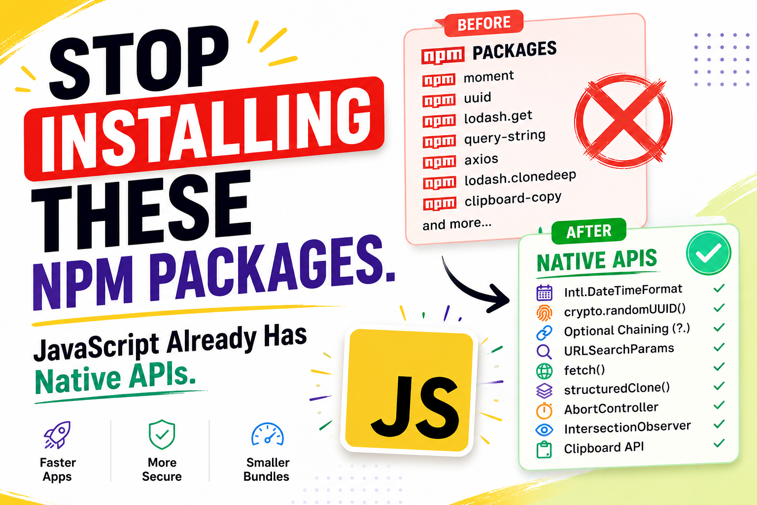 Stop Installing These npm Packages. JavaScript Already Has Native APIs.