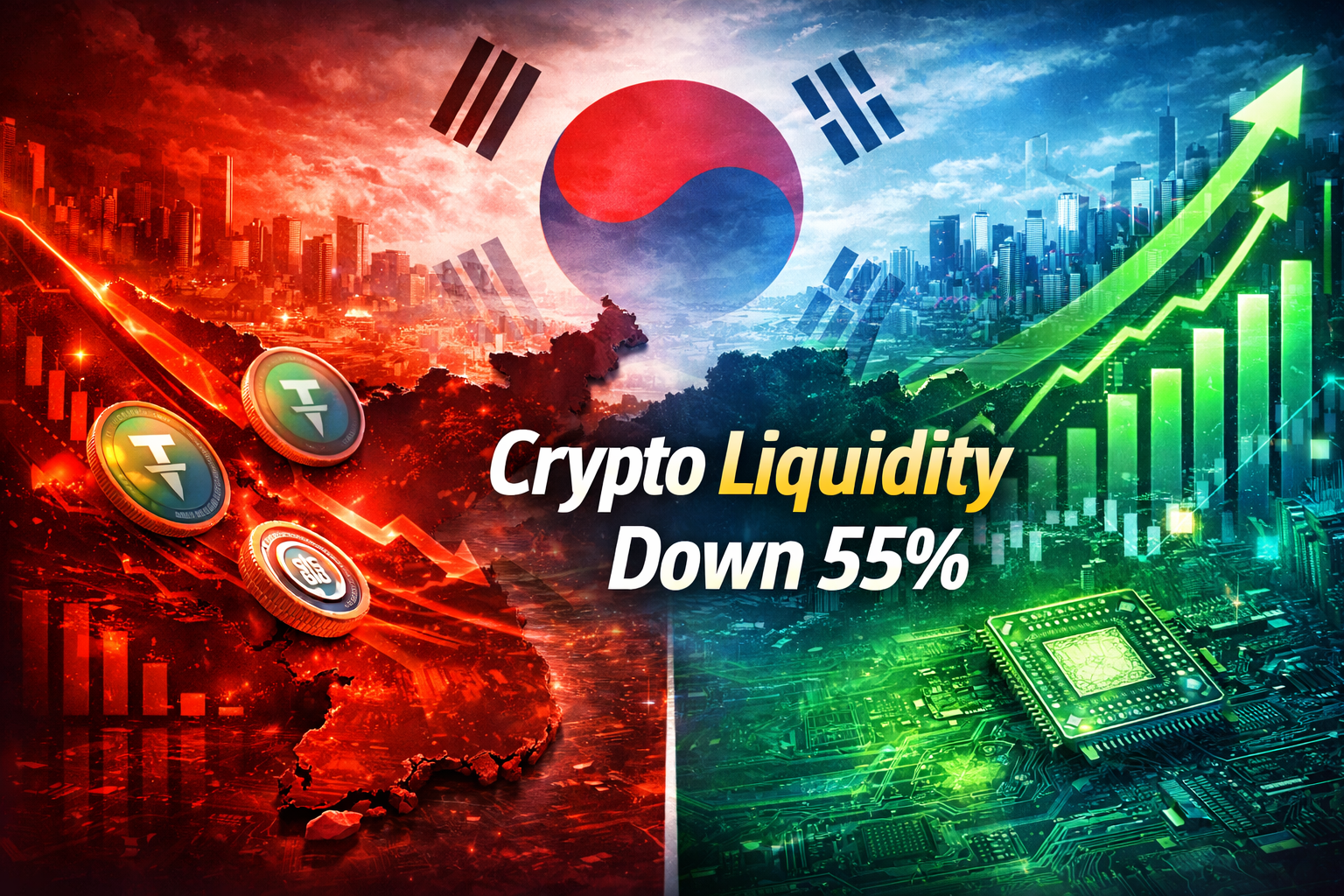 South Korea Crypto Liquidity Drops 55% as Stablecoin Balances Collapse