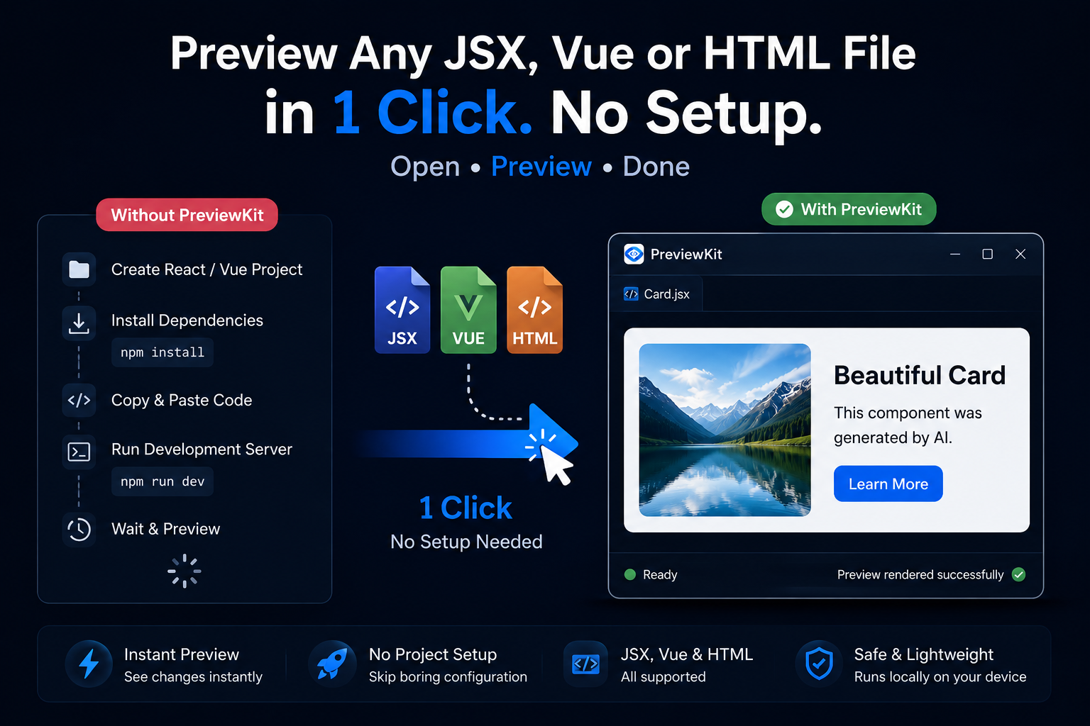 React Developers Don’t Need Another Framework. They Need a Faster Way to Preview JSX Files.