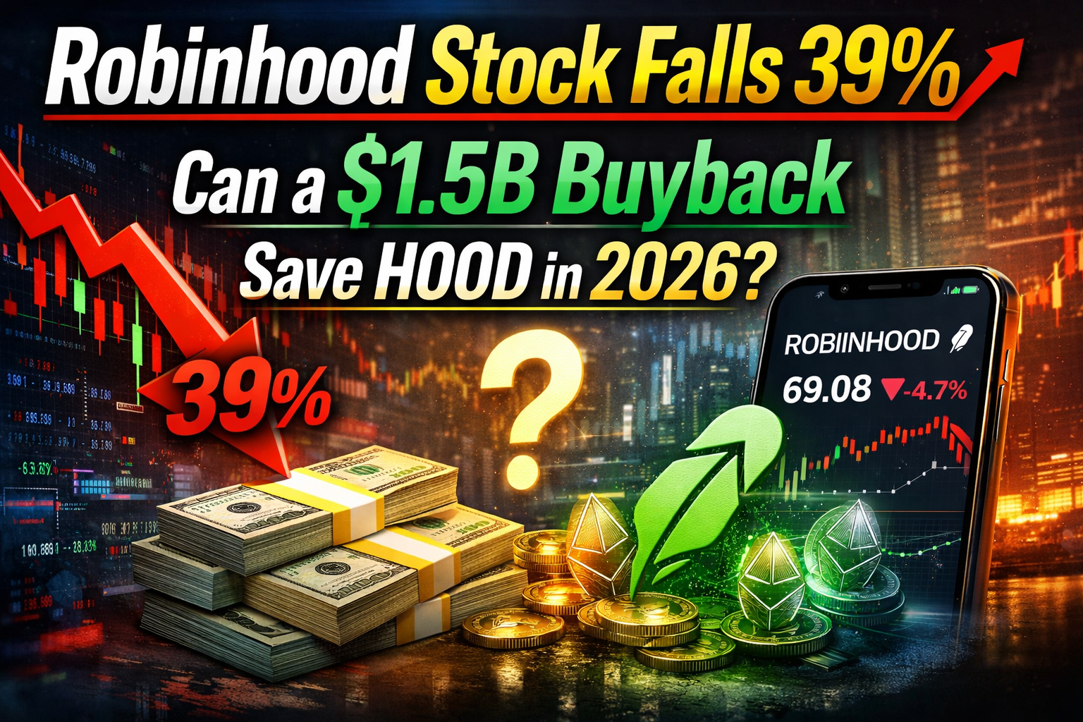 Robinhood Stock Falls 39% as $1.5B Buyback Sparks Debate in 2026