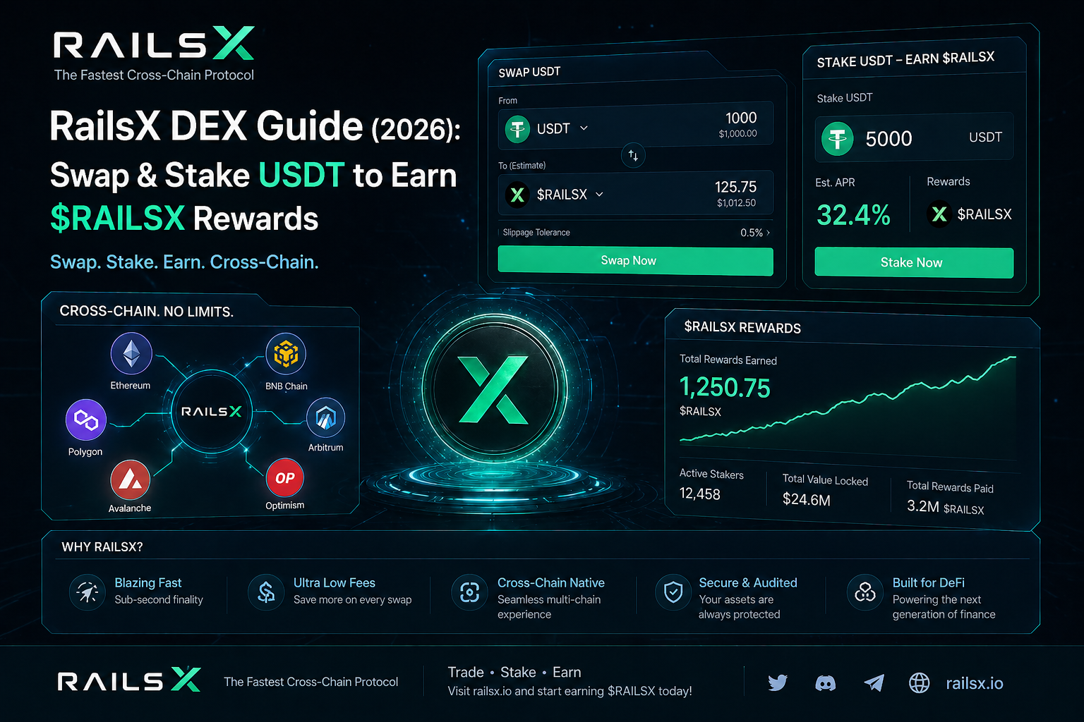 RailsX DEX Guide (2026): Swap & Stake USDT to Earn $RAILSX Rewards on the Fastest Cross-Chain…