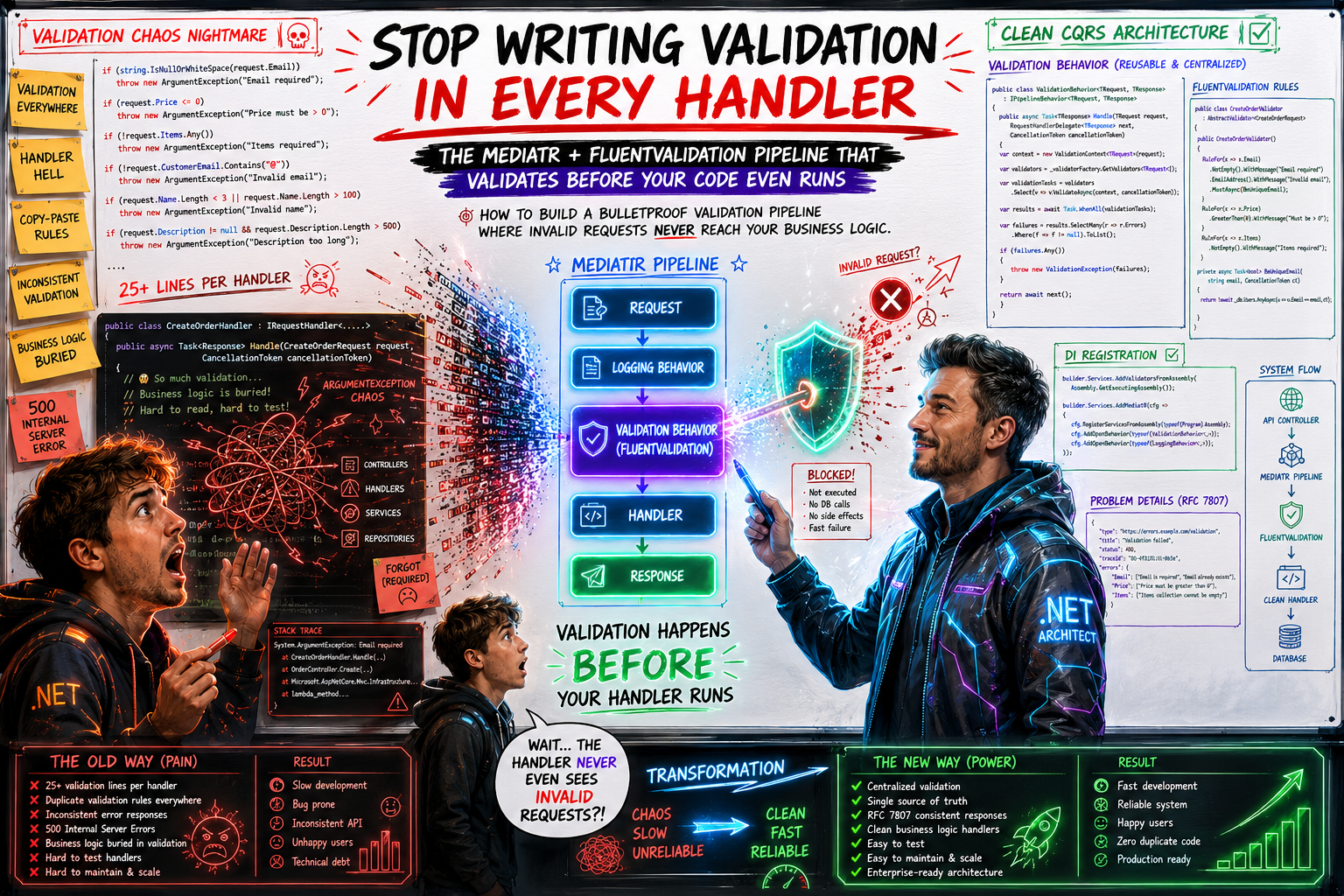 Stop Writing Validation in Every Handler: The MediatR + FluentValidation Pipeline That Validates…