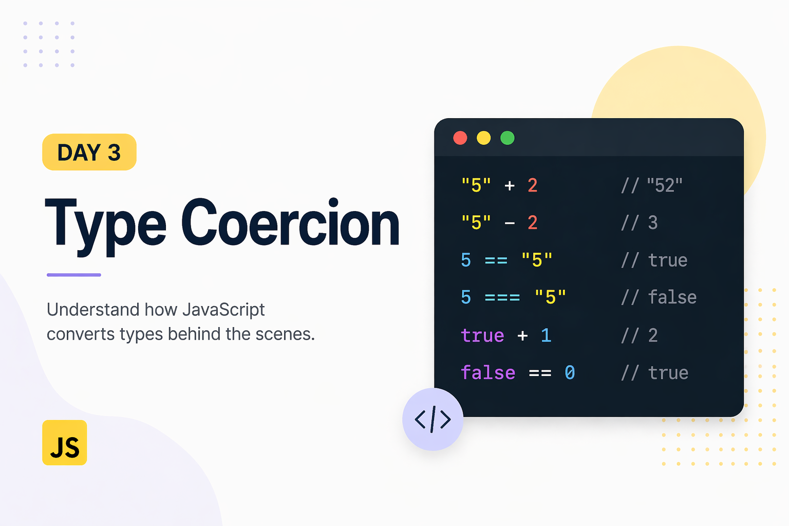 Day 3 — Type Coercion (JavaScript’s Most Misunderstood Behavior)