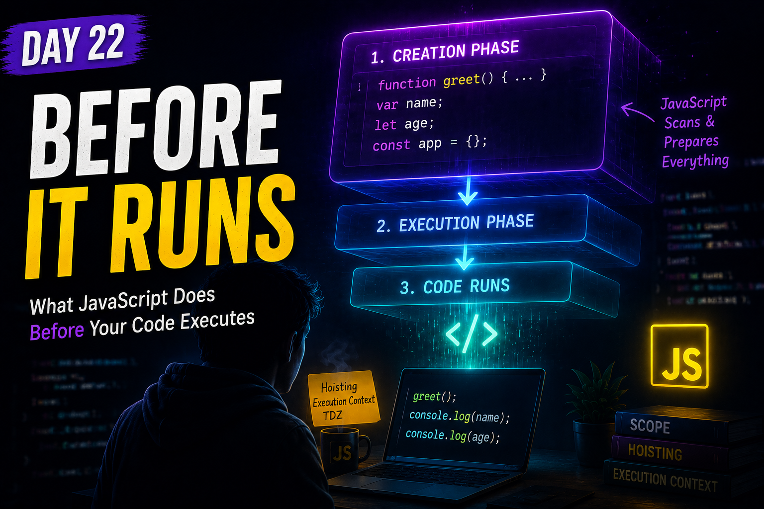 Day 22 — Execution Context and Hoisting (What JavaScript Does Before Your Code Runs)