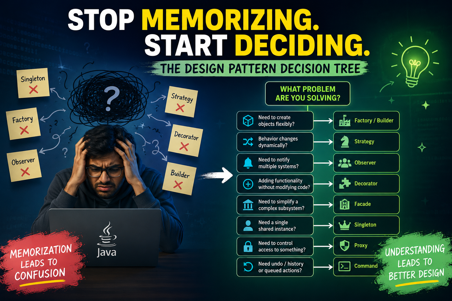 Most Java Developers Memorize Design Patterns Wrong — Use This Simple Decision Tree Instead