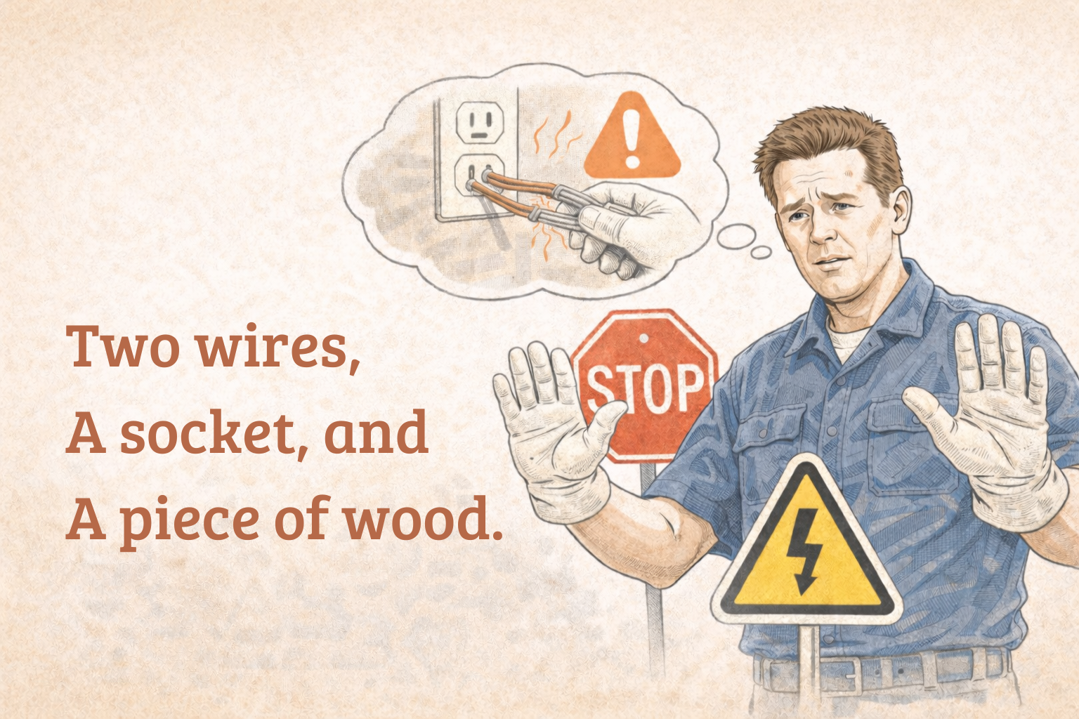 Two wires and a Piece of wood