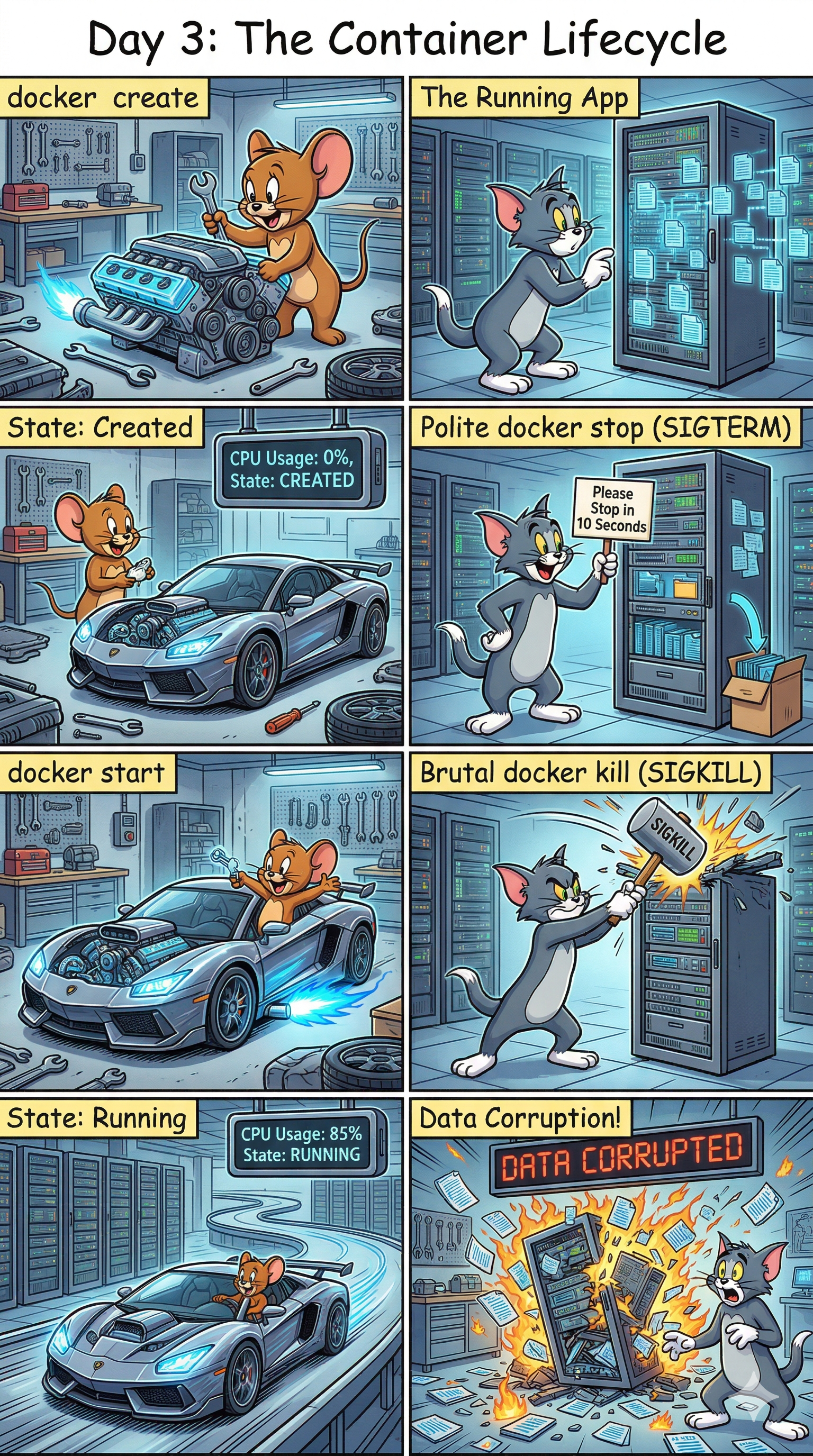 Day 3: Stop Using docker run Blindly! Mastering the Container Lifecycle and Graceful Shutdowns.
