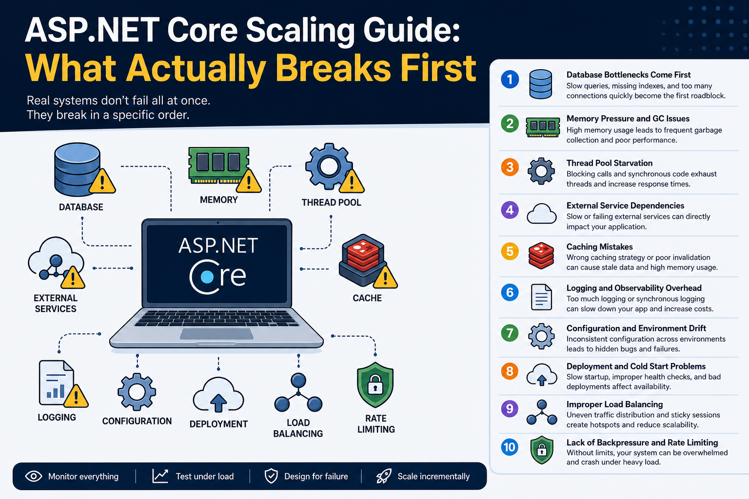 ASP.NET Core Scaling Guide: What Actually Breaks First