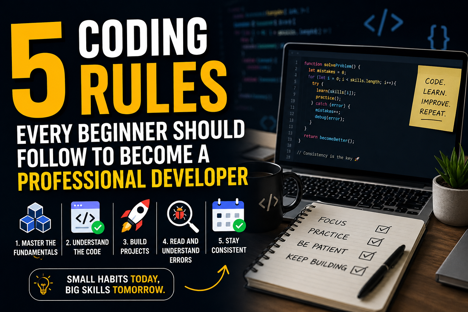 5 Coding Rules Every Beginner Should Follow to Become a Professional Developer