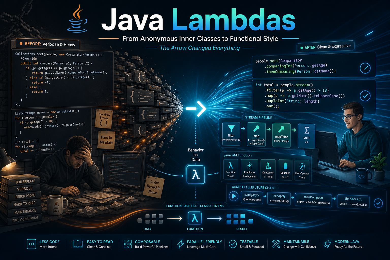 Lambda Expressions in Java: Or, How I Learned to Stop Writing Anonymous Inner Classes and Love the…