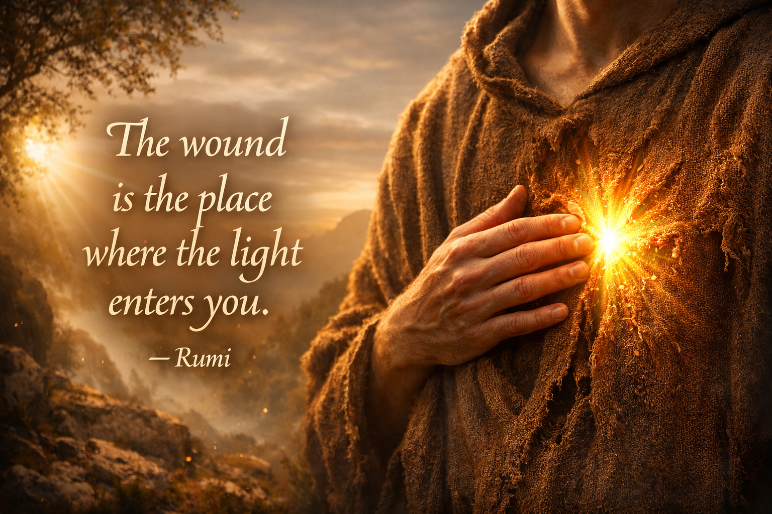 The wound is the place where the light enters you,,