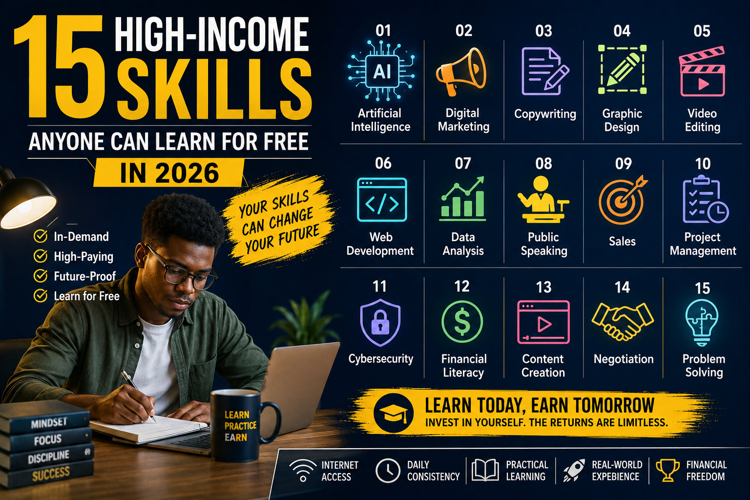 15 High-Income Skills Anyone Can Learn for Free in 2026