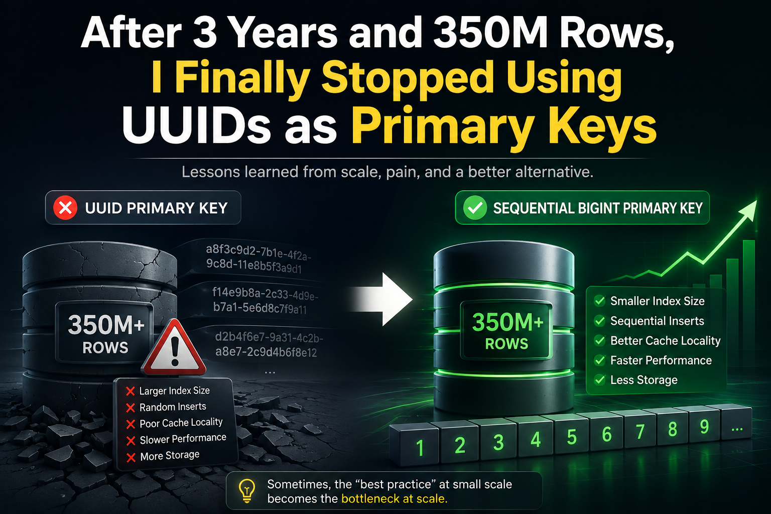 After Few Years and 350M Rows, I Finally Stopped Using UUIDs as Primary Keys