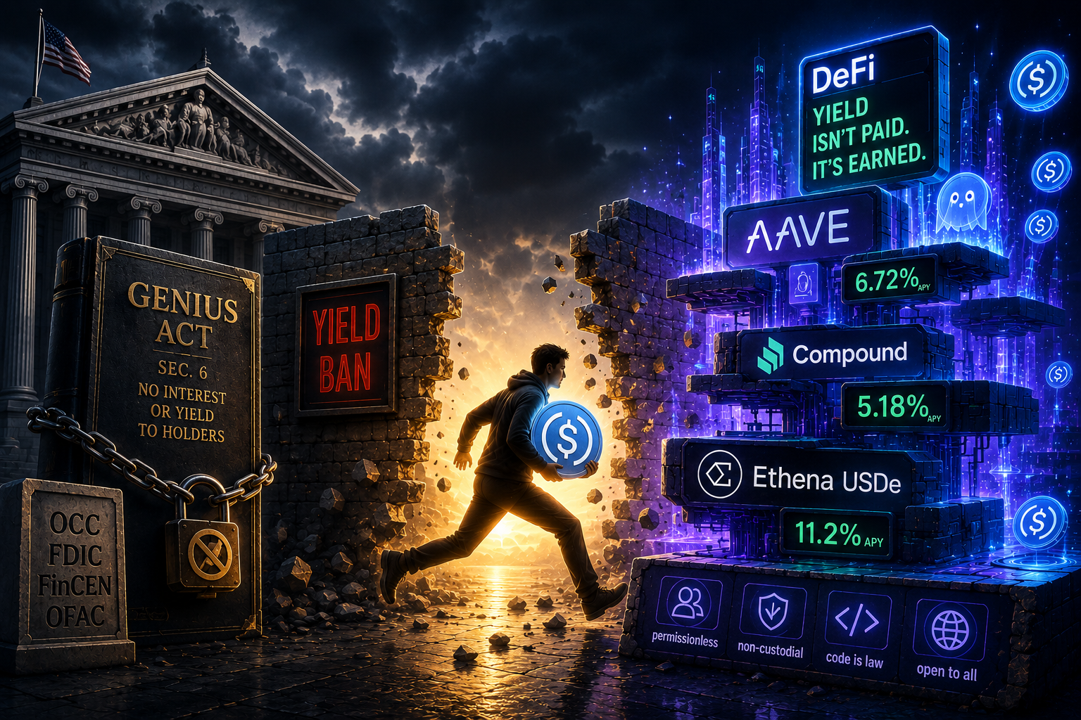 The Stablecoin Yield Loophole War: How DeFi Protocols Are Becoming the Shadow Banks of 2026