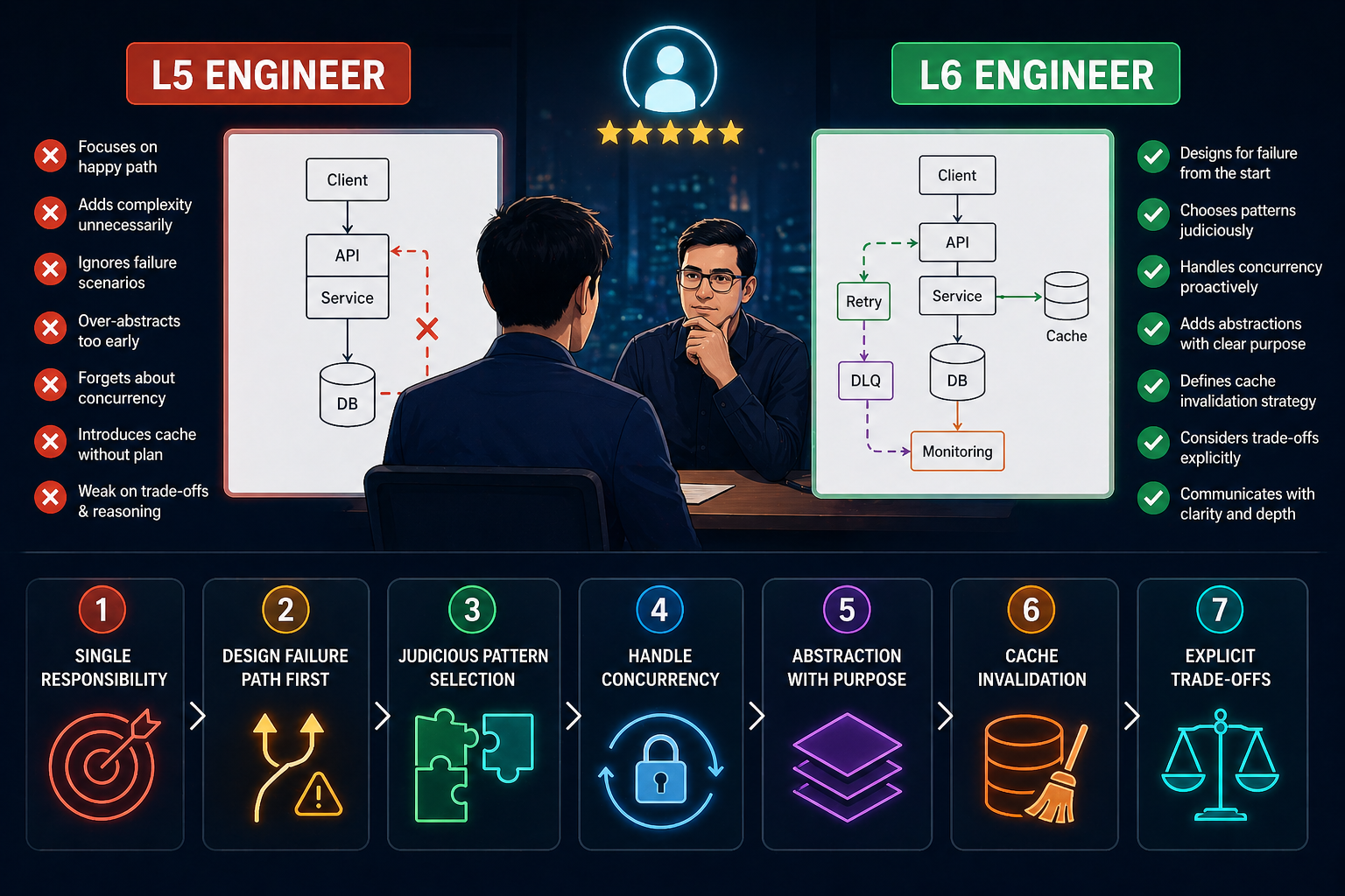 Low-Level Design Interview: The 7 Patterns That Separate L5 From L6 Engineers